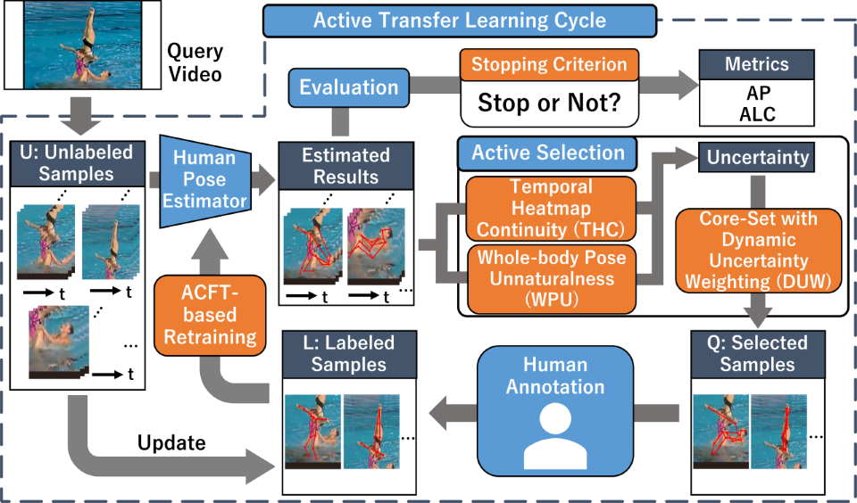 Overview of our Video-Specific Active Transfer Learning.